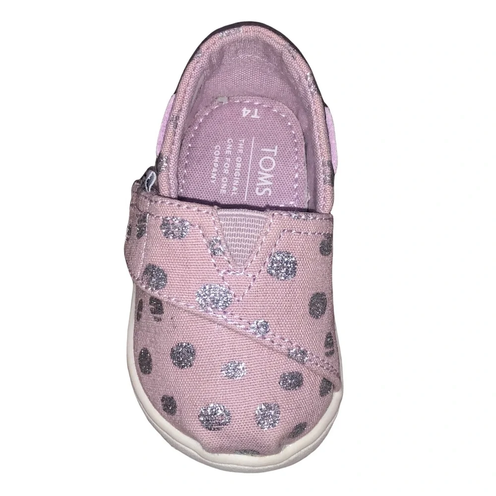 Toms Bimini Infant Lilac Slip-On Shoes with Metallic Polka Dots
